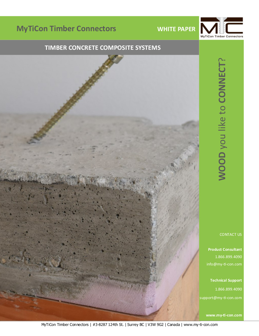Timber Concrete Composite Systems (TCC) Design Example Mass Timber