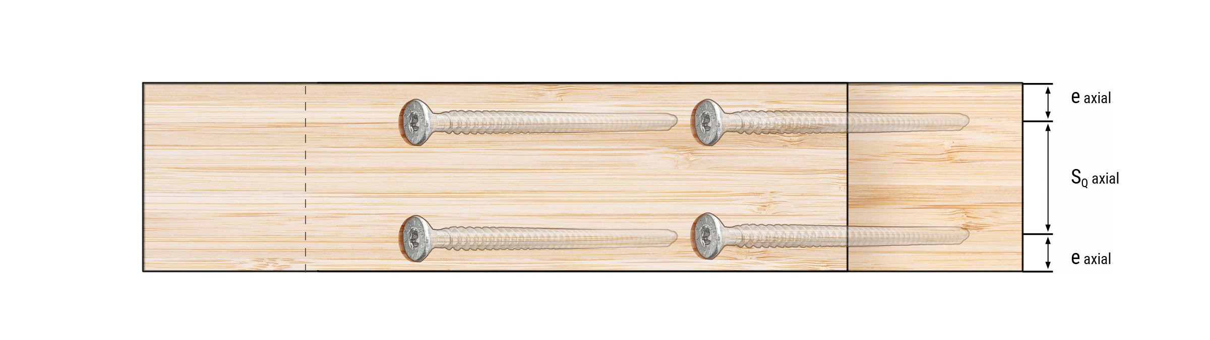 Connection axially loaded inclined screws top