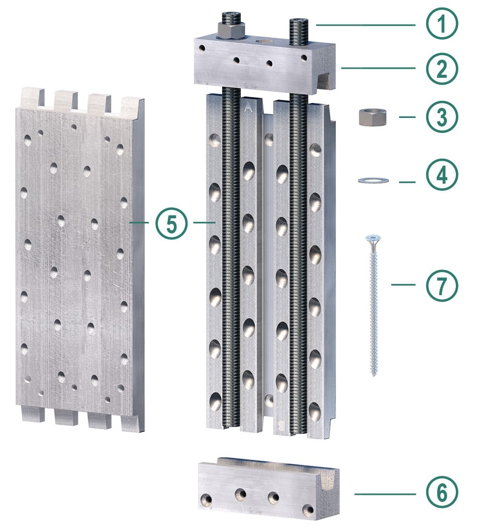 Each component of the MEGANT beam hanger system product kit