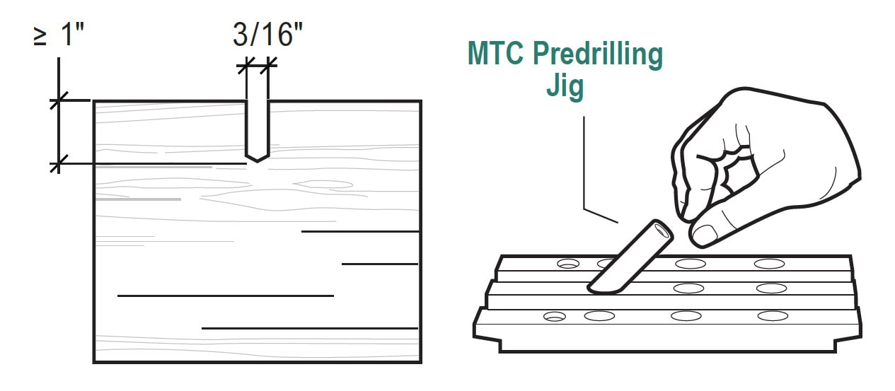 A diagram showing pilot hole recommendations for the MEGANT