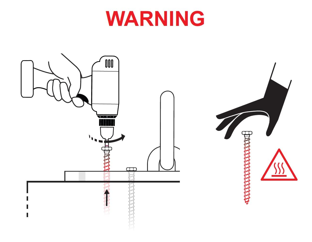 When removing screws, be careful as they will be hot and can burn bare skin. Wear heat-resistant gloves
