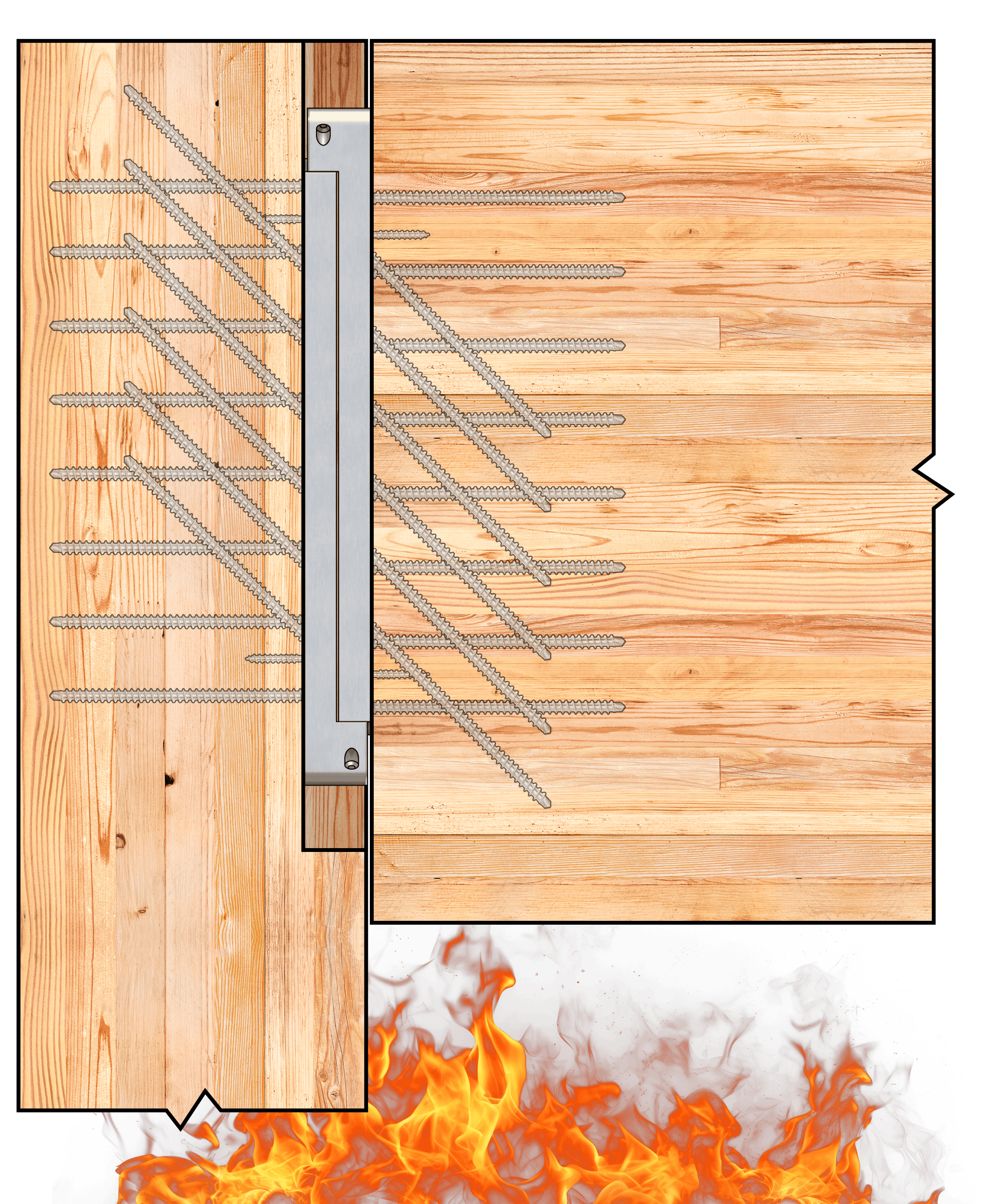 Diagram of an unbonded APEX Beam-to-Column connection exposed to fire